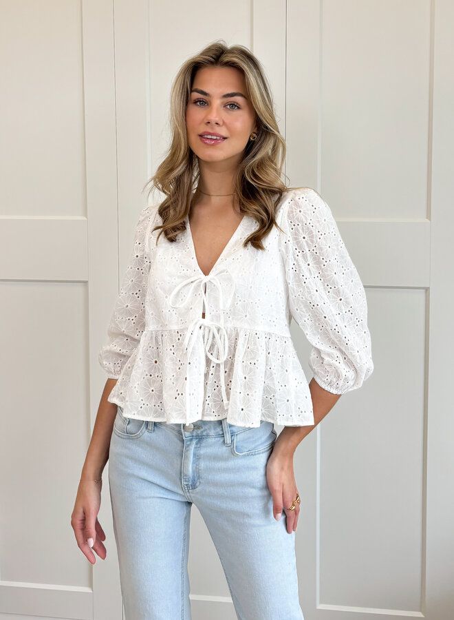 Broderie blouse Peggy wit