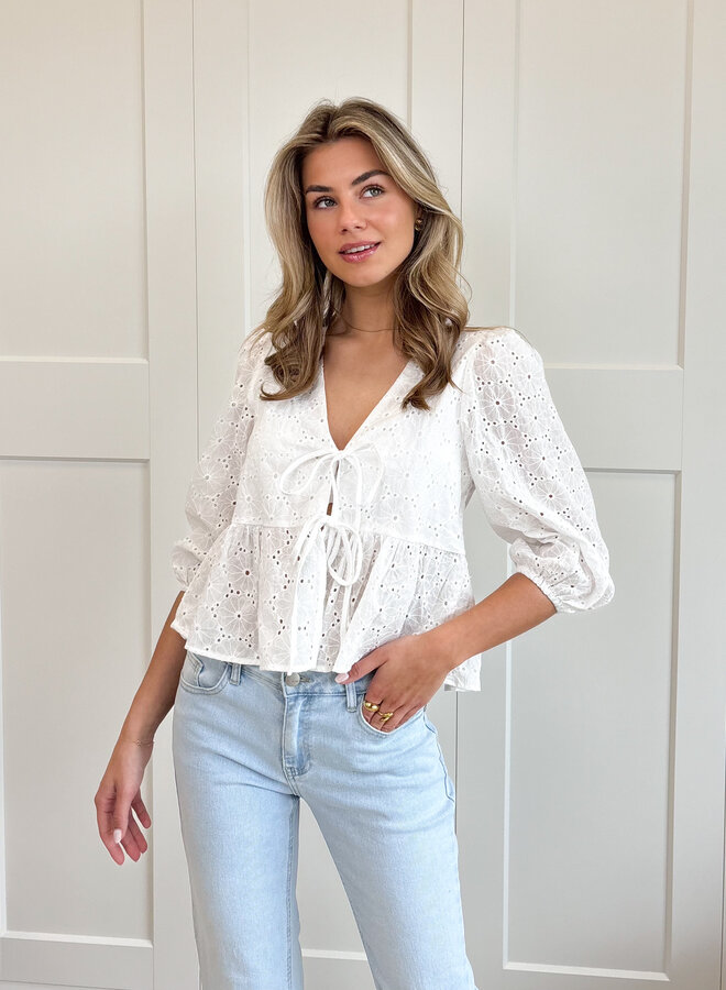 Broderie blouse Peggy wit