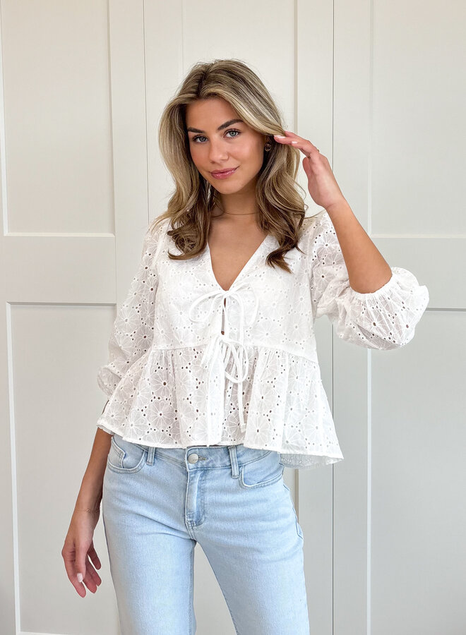 Broderie blouse Peggy wit