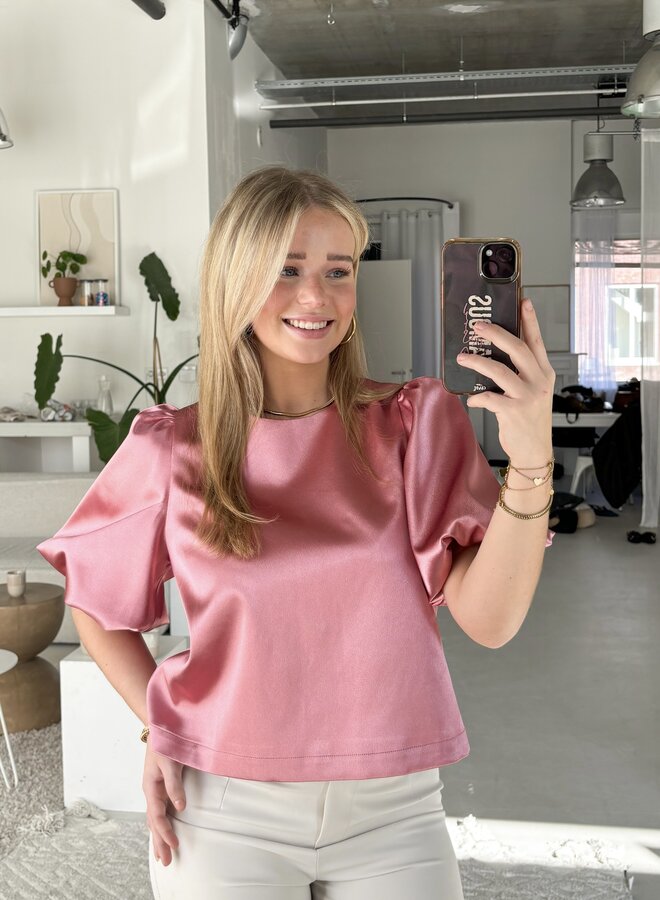 Satin top Soof roze