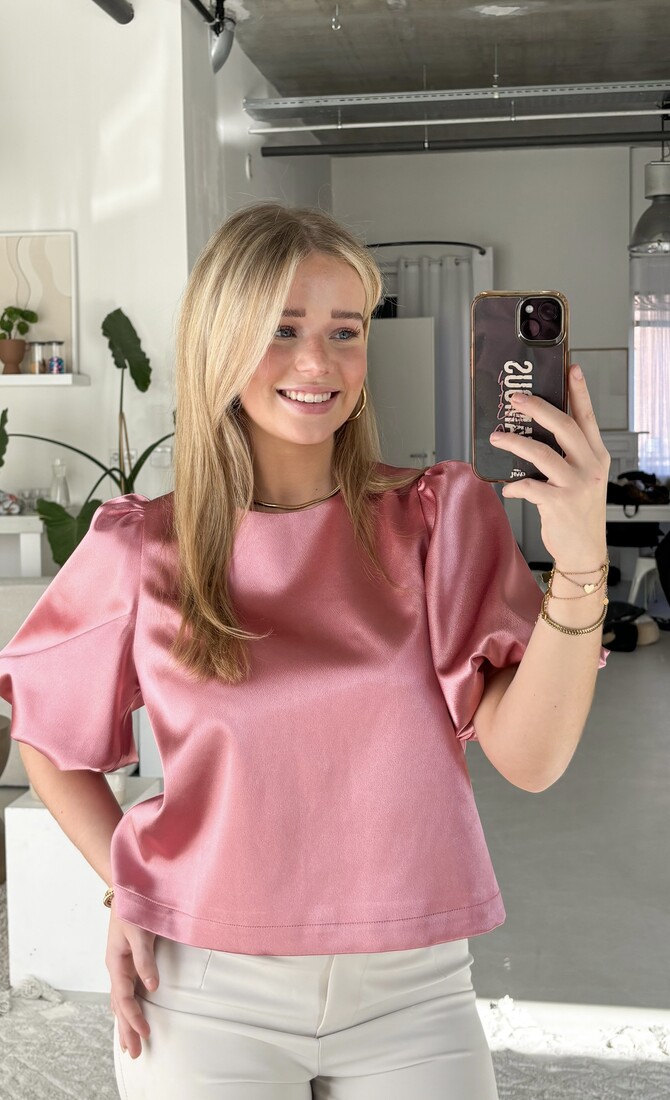 Satin top Soof roze