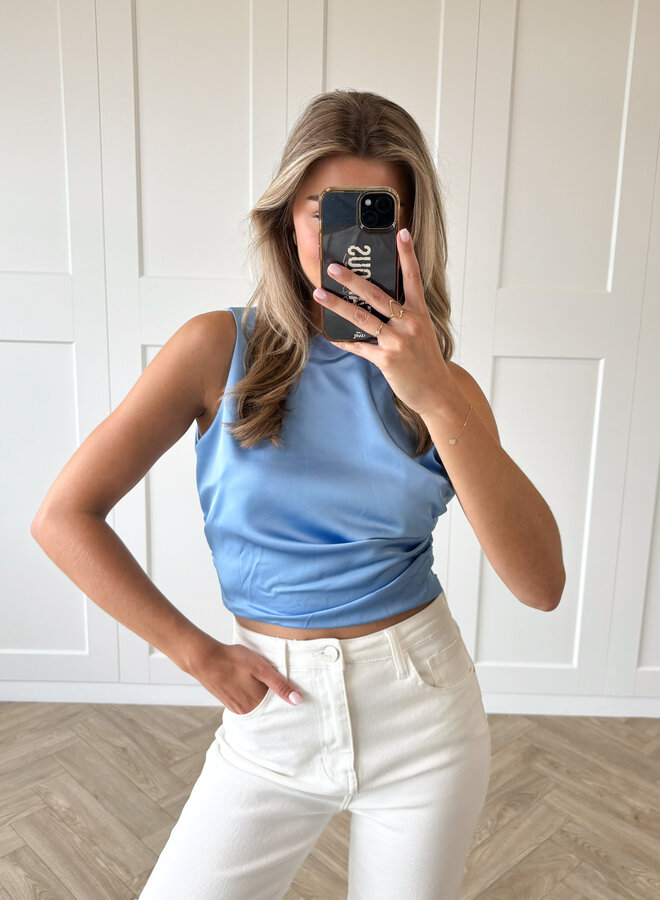 Satin top Jill light blue