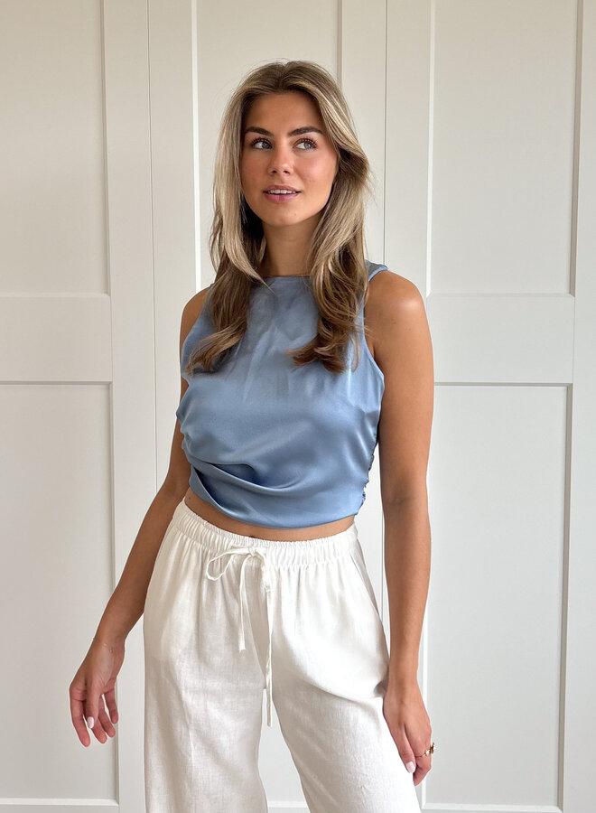 Satin top Jill ocean blue