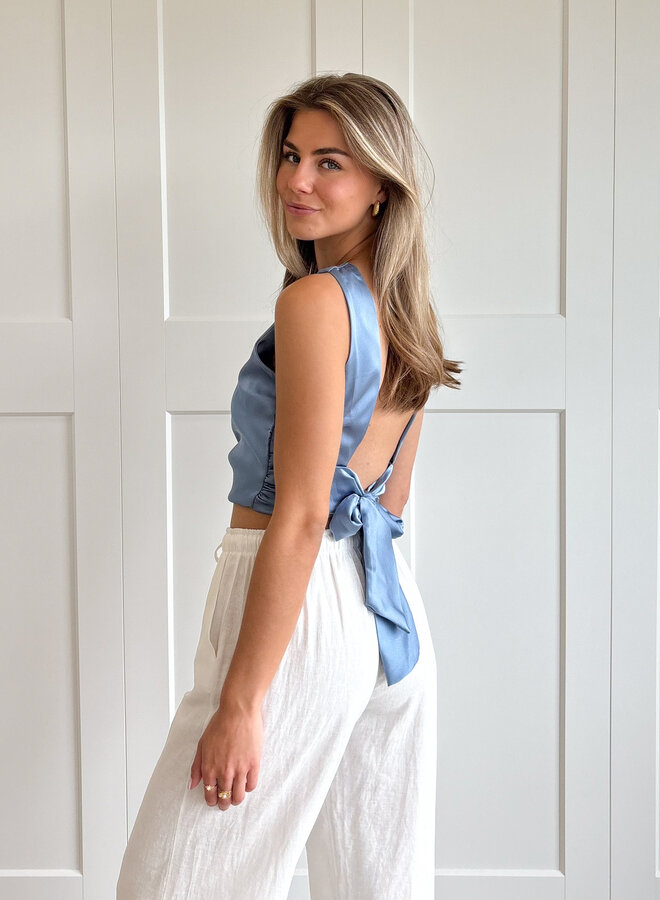 Satin top Jill ocean blue