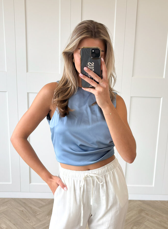 Satin top Jill ocean blue