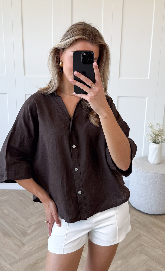 Linnen Blouse Lulu bruin