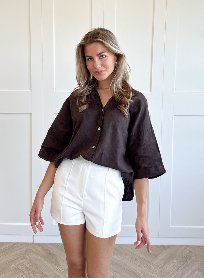 Linnen Blouse Lulu bruin