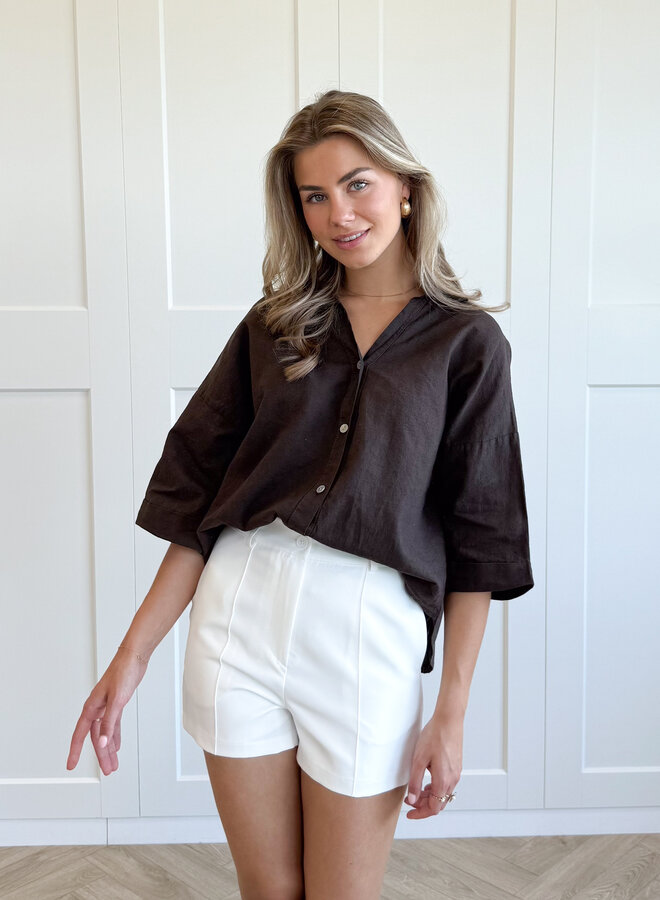 Linnen Blouse Lulu bruin