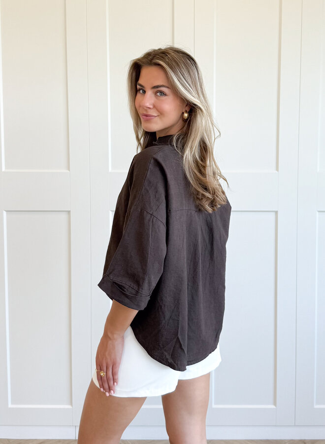 Linnen Blouse Lulu bruin