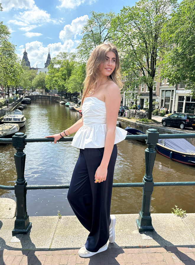 Satin broek Tess navy