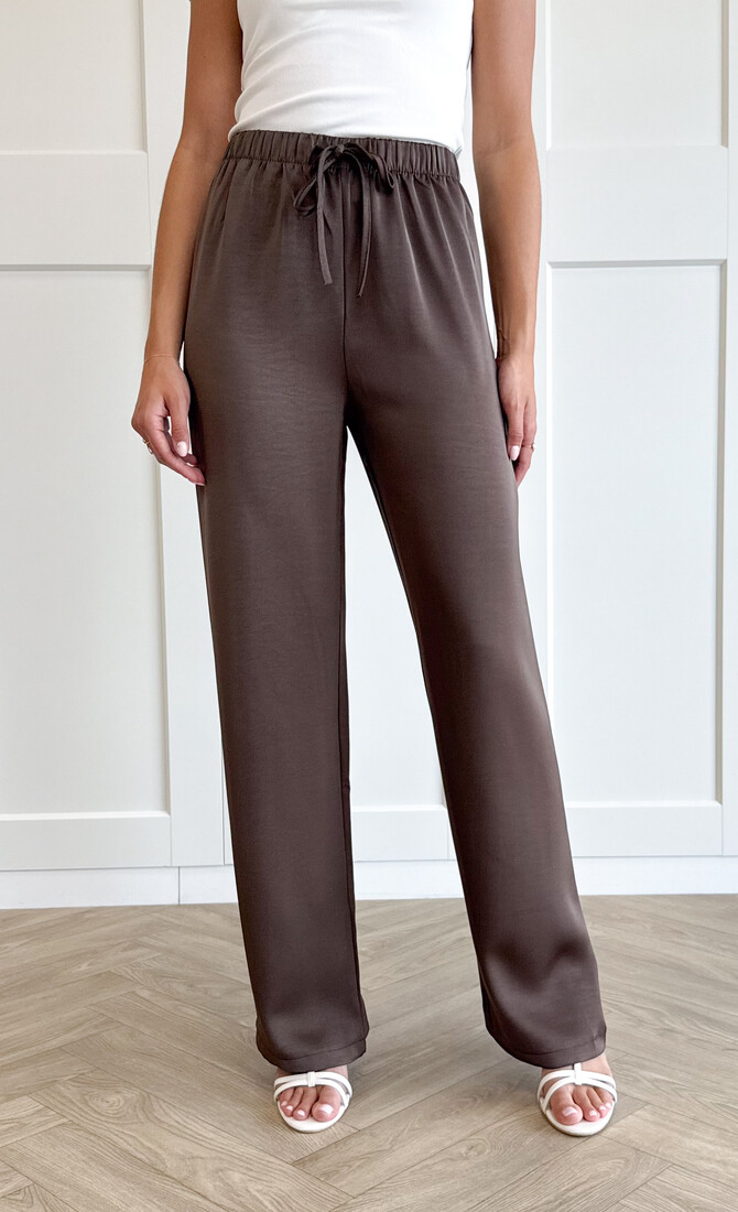 Satijn broek Zoë bruin