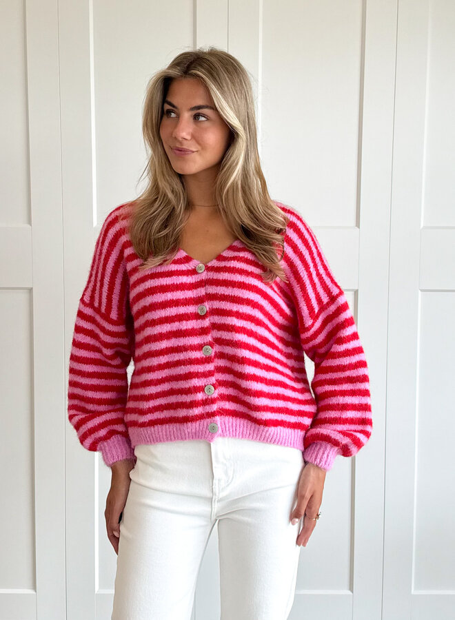 Vest strepen Lottie roze/rood