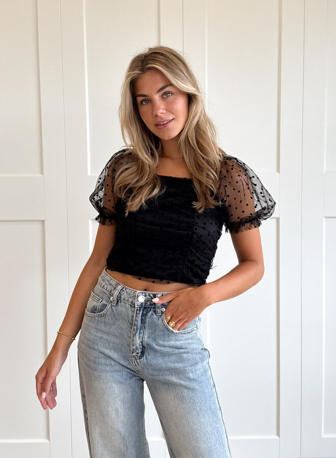 Top polka Livia zwart