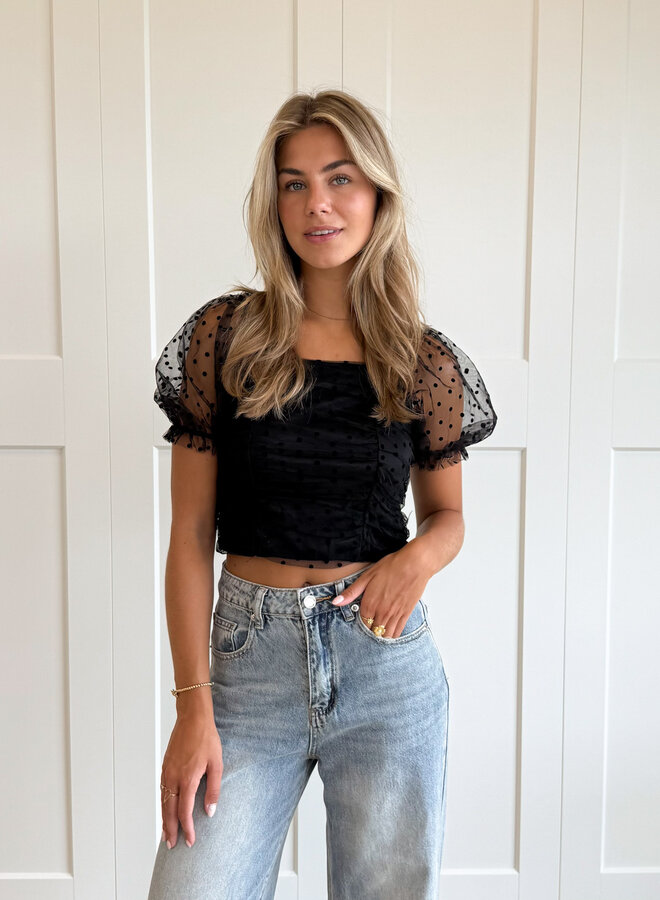 Top polka Livia zwart