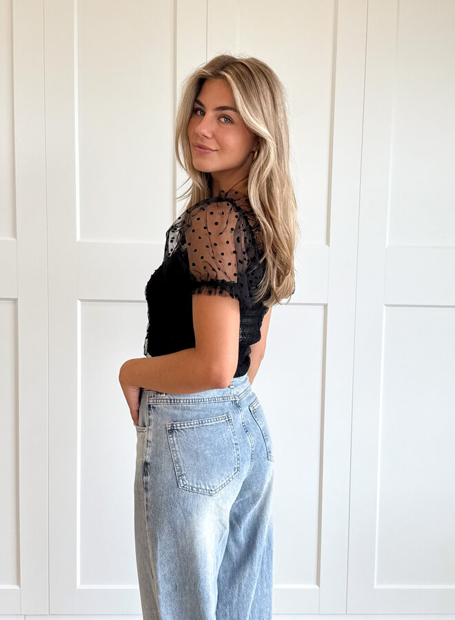 Top polka Livia zwart