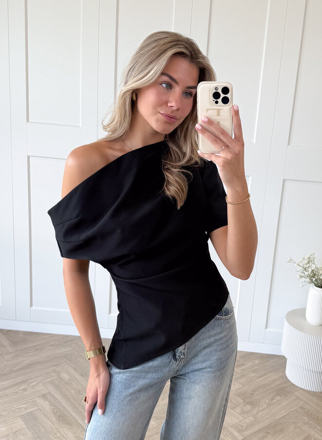 Top off shoulder Candice zwart