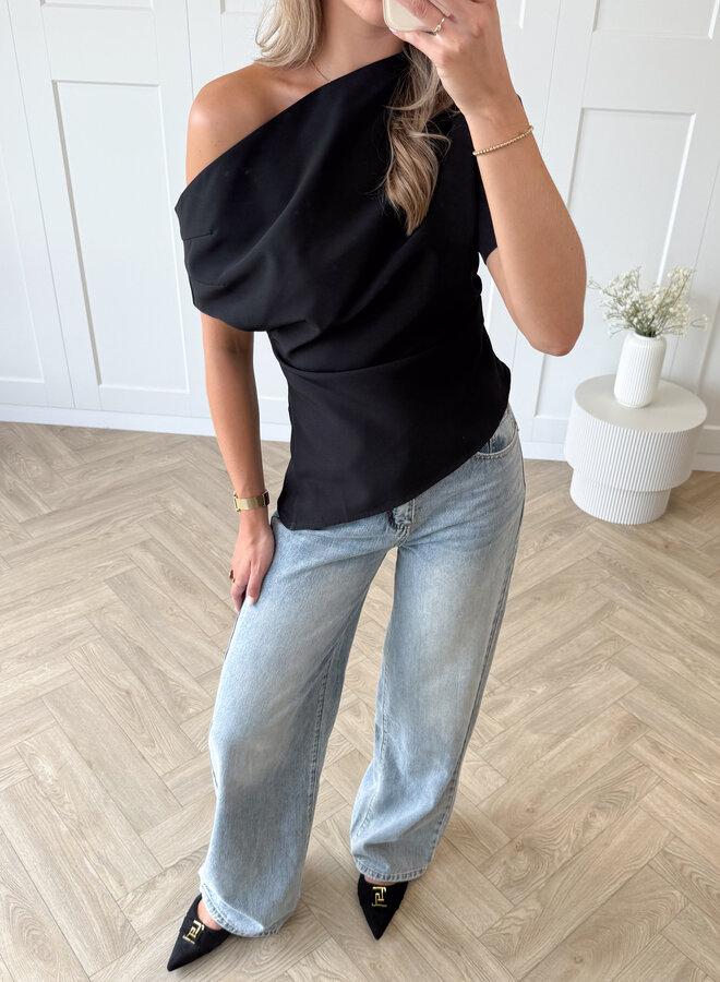 Top off shoulder Candice zwart