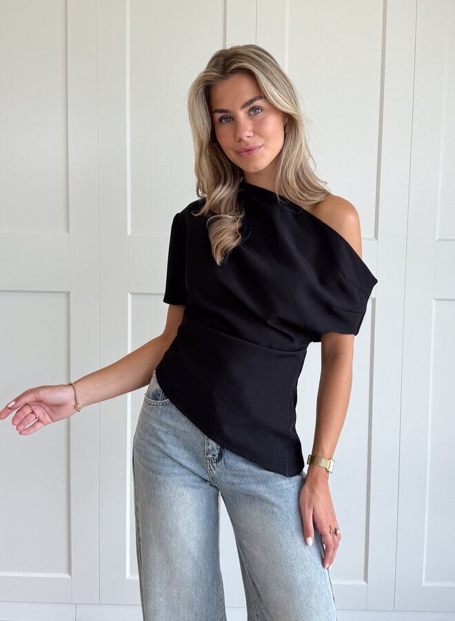 Top off shoulder Candice zwart
