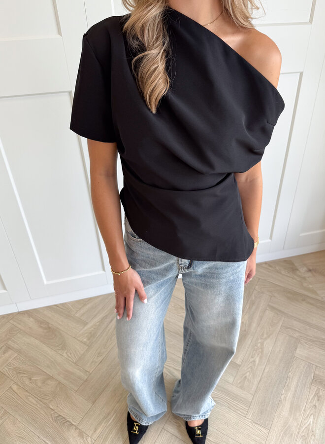 Top off shoulder Candice zwart