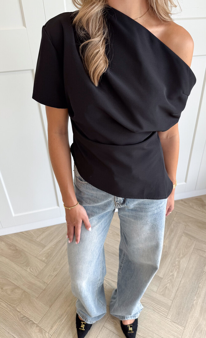 Top off shoulder Candice zwart