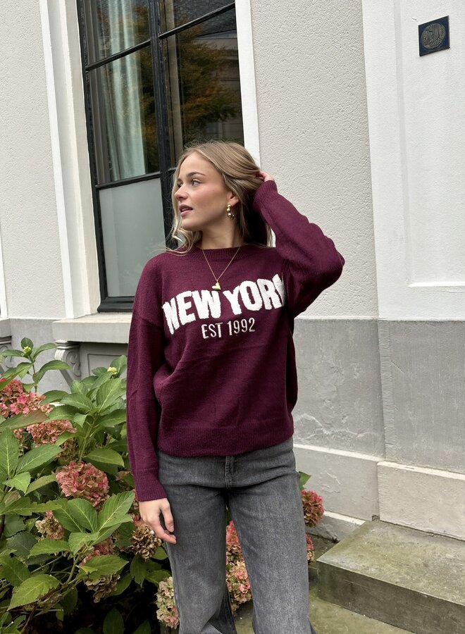Trui New York 1992 bordeaux