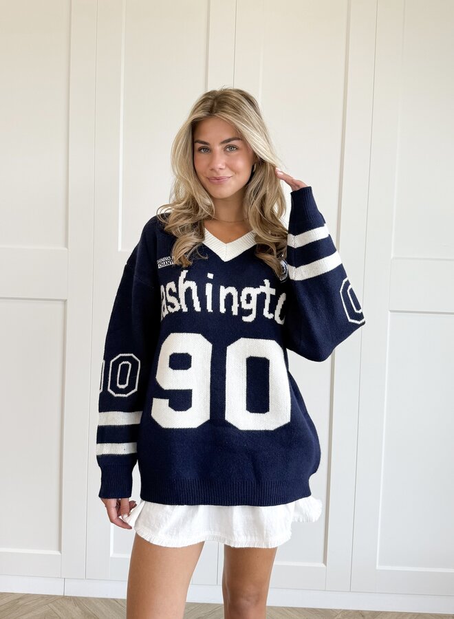 Oversized trui Washington navy