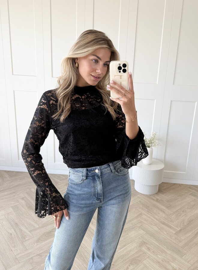 Lace top Elin zwart