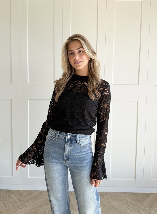 Lace top Elin zwart
