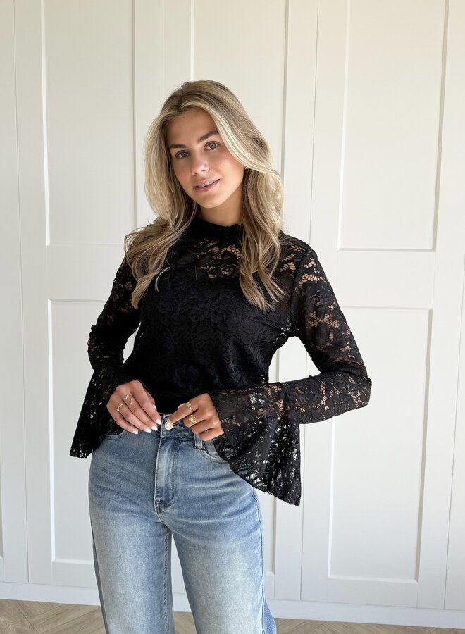 Lace top Elin zwart
