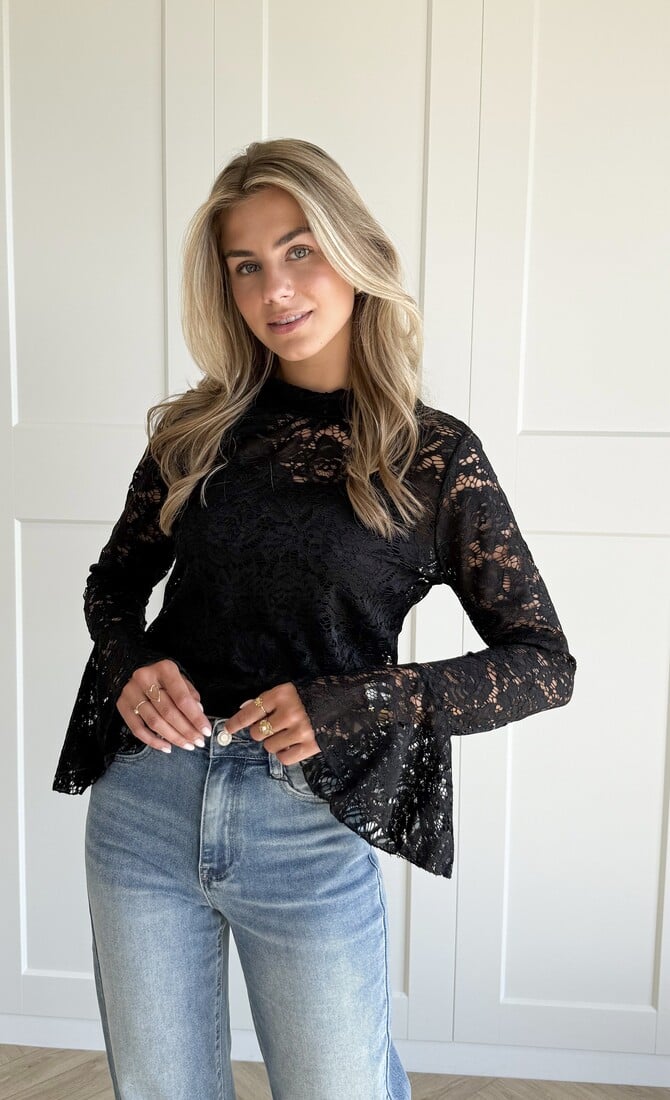 Lace top Elin zwart