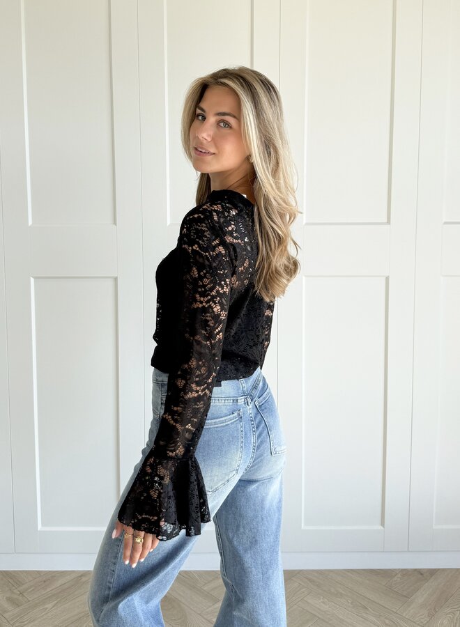 Lace top Elin zwart