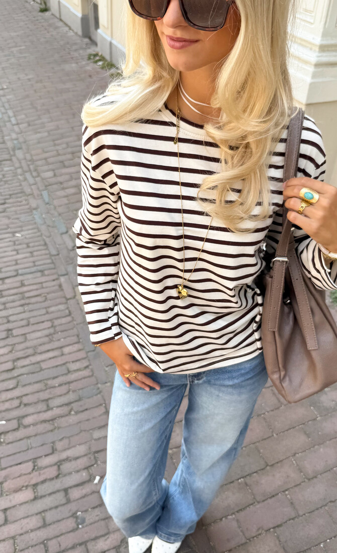 Top strepen Jasmijn bruin