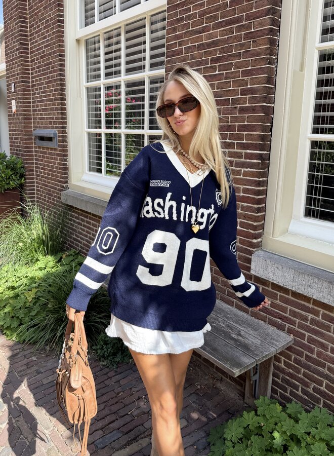 Oversized trui Washington navy
