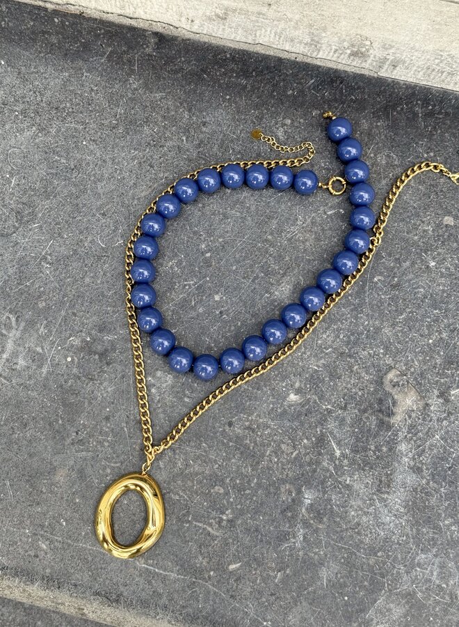 Kralen ketting blauw