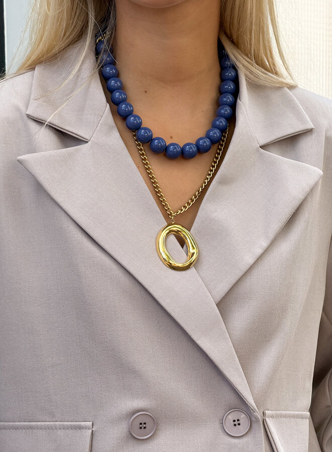Kralen ketting blauw