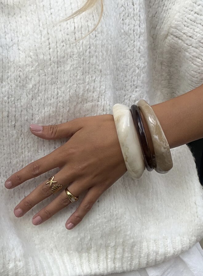 Bangle armband set beige