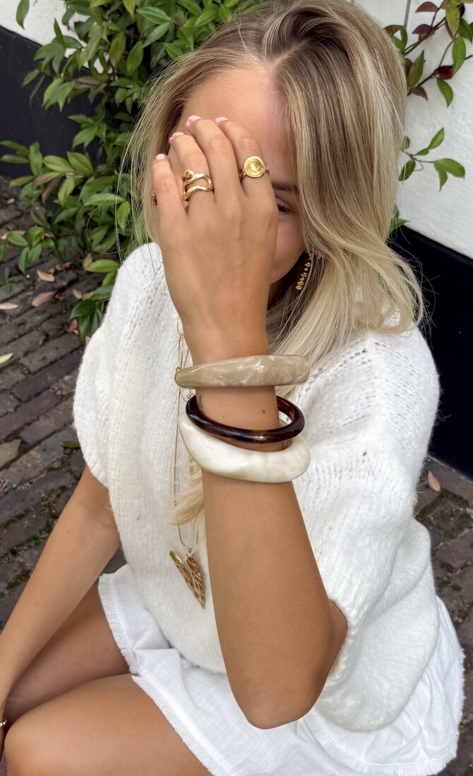 Bangle armband set beige