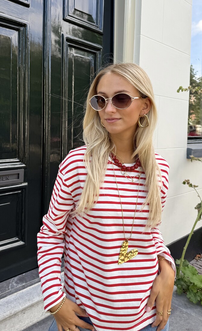 Top strepen Jasmijn rood