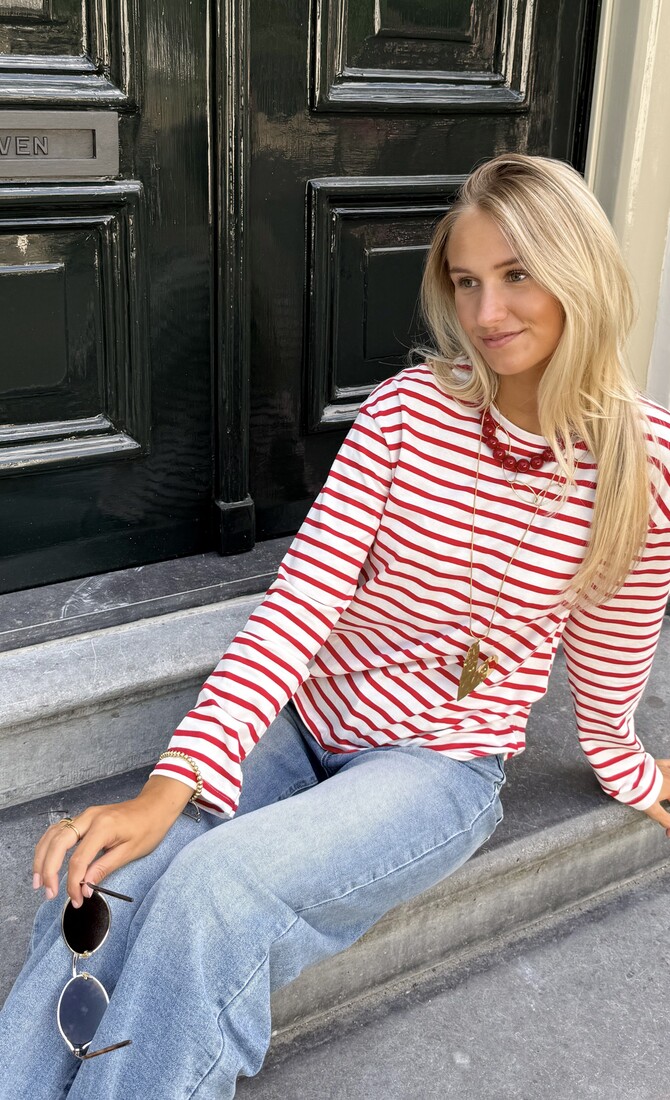 Top strepen Jasmijn rood