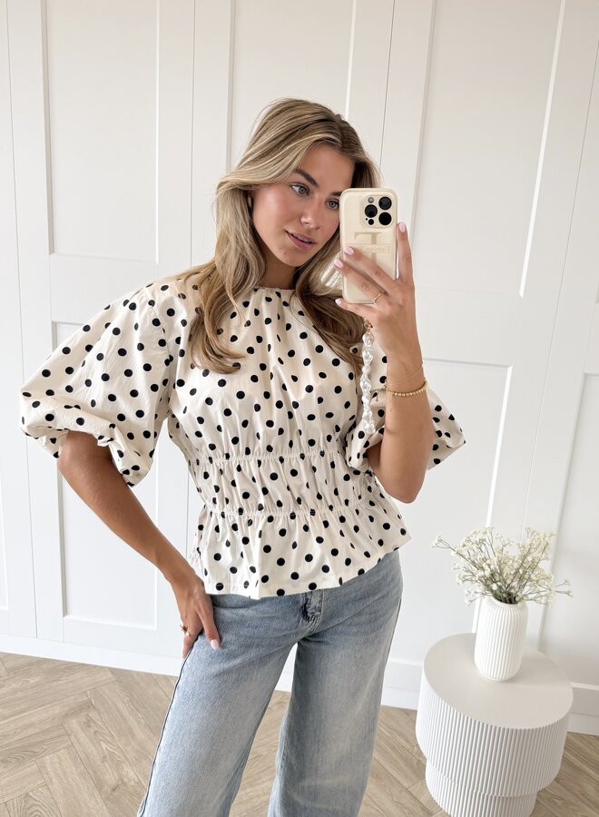 Top polkadots off white