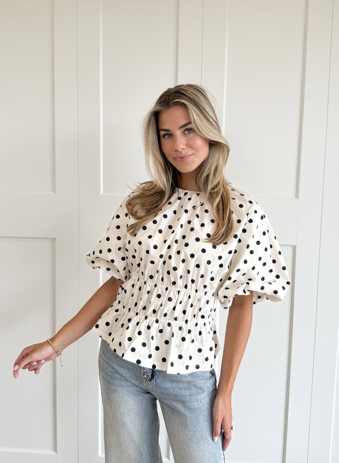 Top polkadots off white