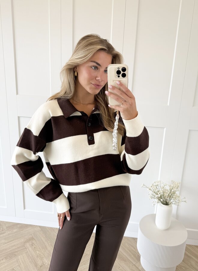 Oversized polo sweater bruin