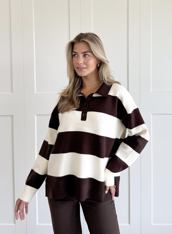Oversized polo sweater bruin