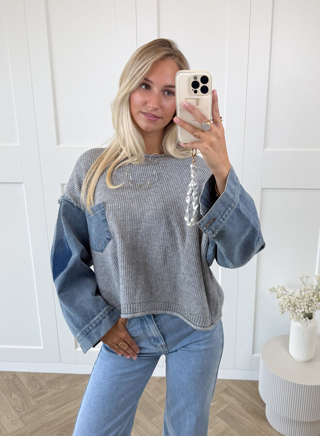 Trui Indigo denim knit grijs