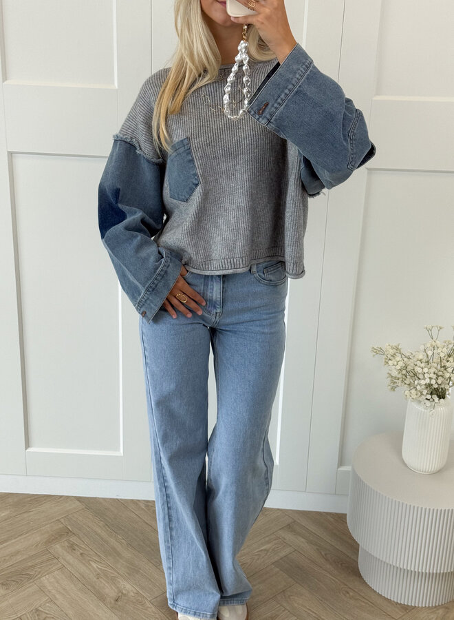 Trui Indigo denim knit grijs