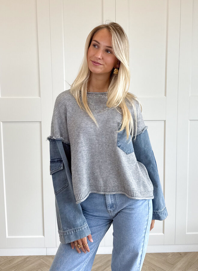 Trui Indigo denim knit grijs