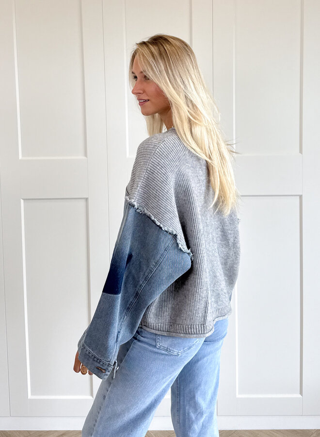 Trui Indigo denim knit grijs