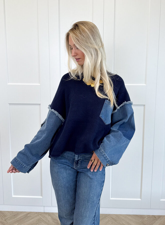 Trui Indigo denim knit donkerblauw