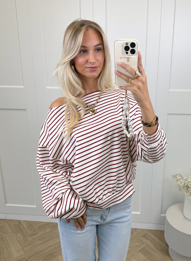 Sanne strepen sweater rood