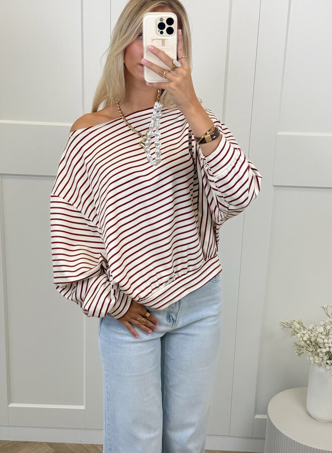 Sanne strepen sweater rood